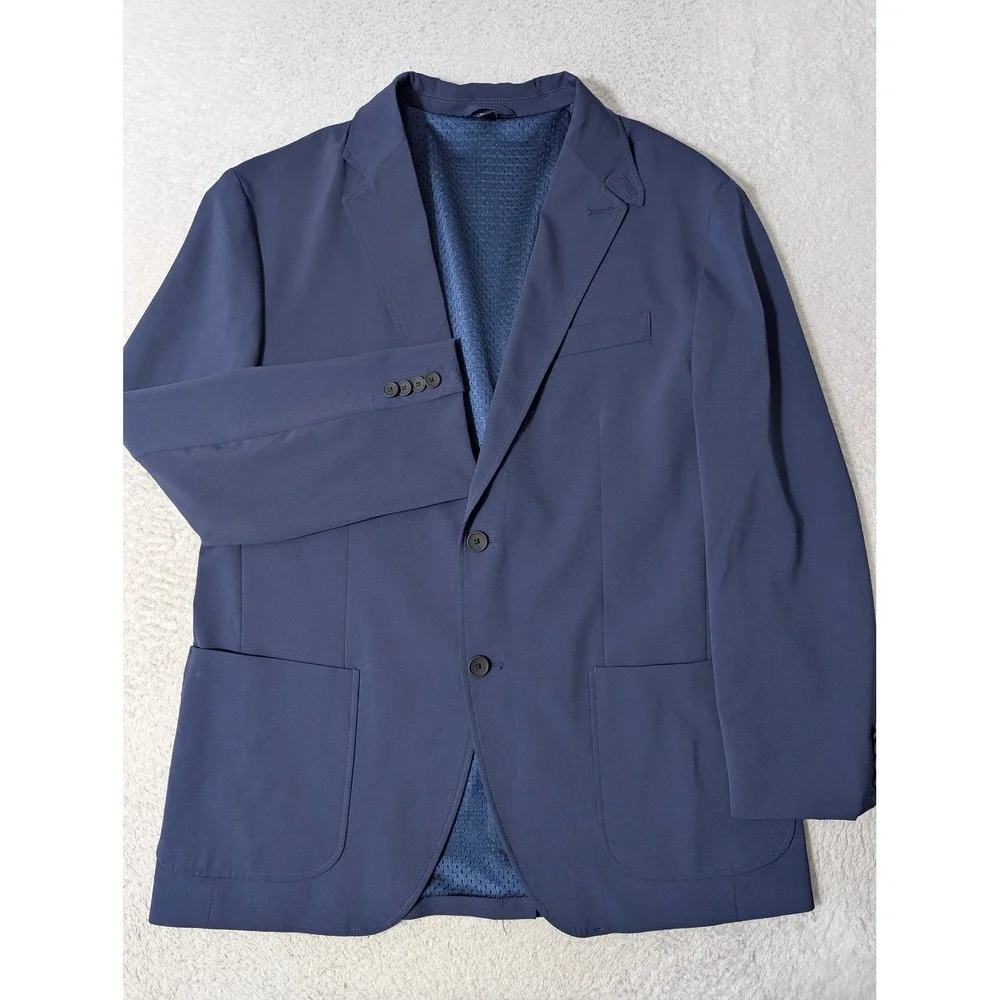 NEW Jos A Bank Commuter Mens L Blue Traveler Stretch Packable Performance Blazer